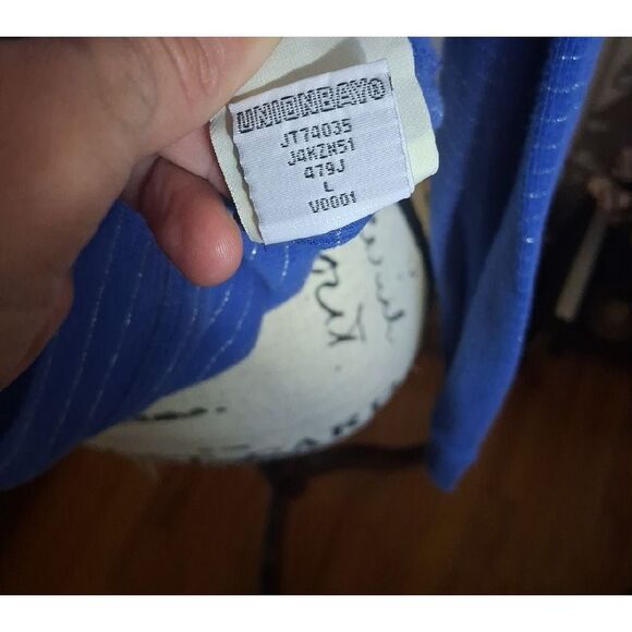 Unionbay Blue Silver Striped Hooded Women's Top - Size Large - Picture 4 of 16